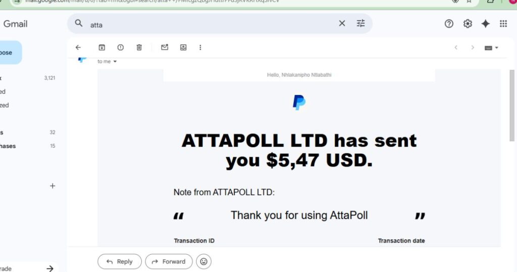 attapoll survey app in south africa payment proof