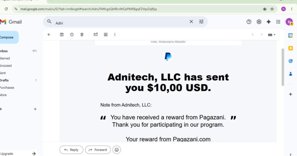 pagazani paypal proof of payment