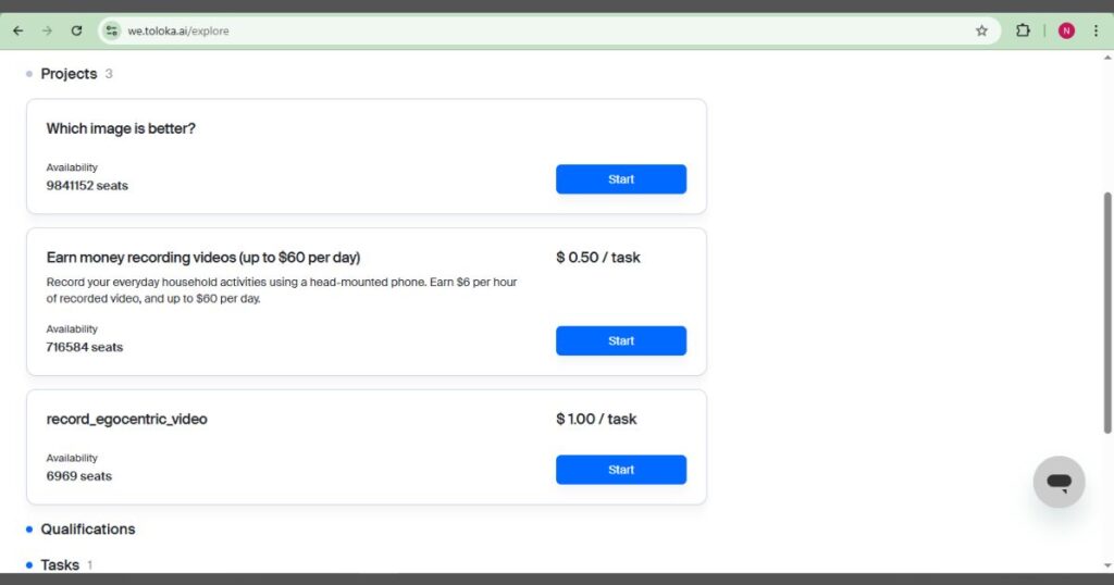 toloka ai training tasks dashboard