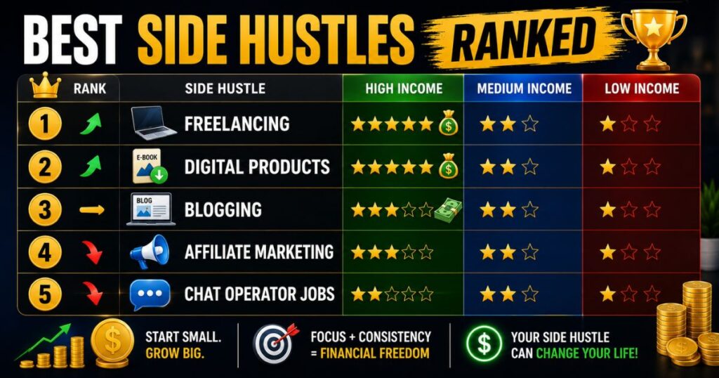 best side hustles comparison chart south africa