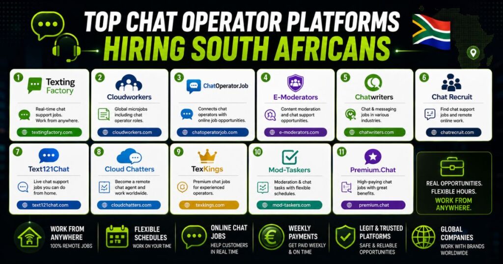 Chat operator websites hiring South Africans for remote work