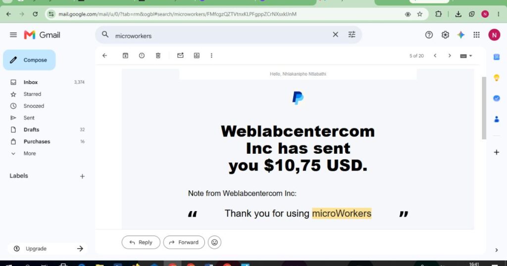 Microworkers payment proof